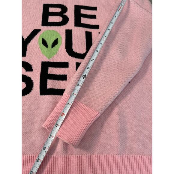 Dressed in LALA Pink Be Yourself Alien Oversized Sweater Womens Size S/M - Picture 6 of 7